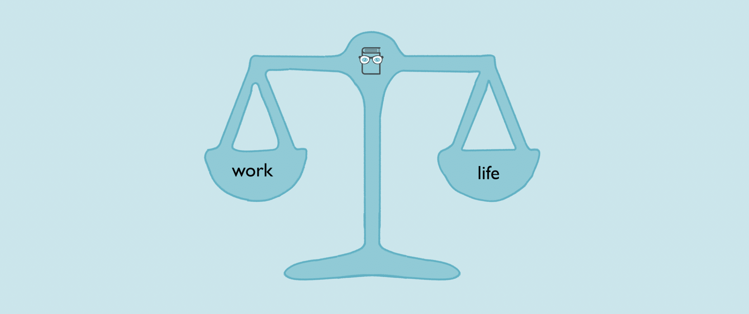A balance depicting workload on one side and life on the other.