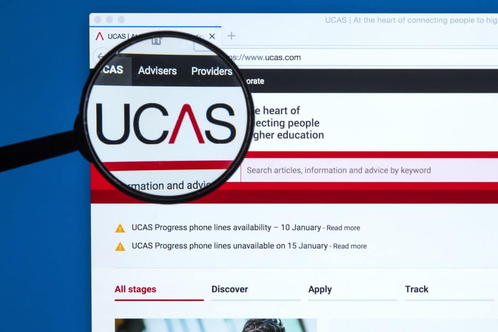 The UCAS logo on their official website.